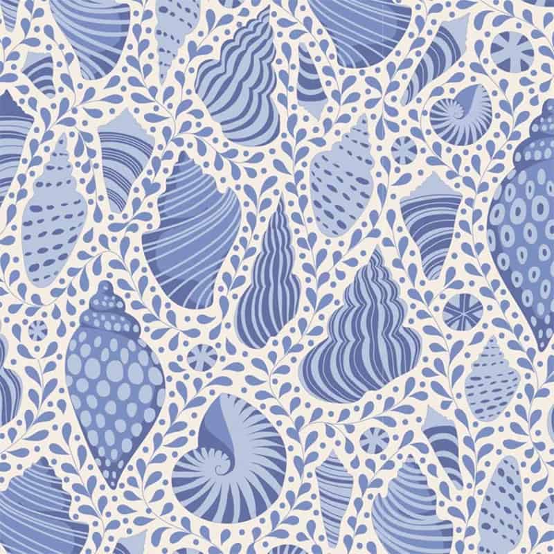 Tilda Cotton Beach Shells by Tone Finnanger – Blue – 110026
